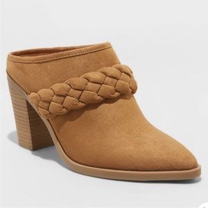 NWT Cognac/Brown Avis Slip On Healed Clogs/Booties